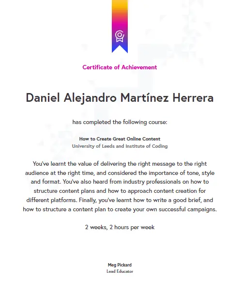 University of Leeds Content Creation certificate