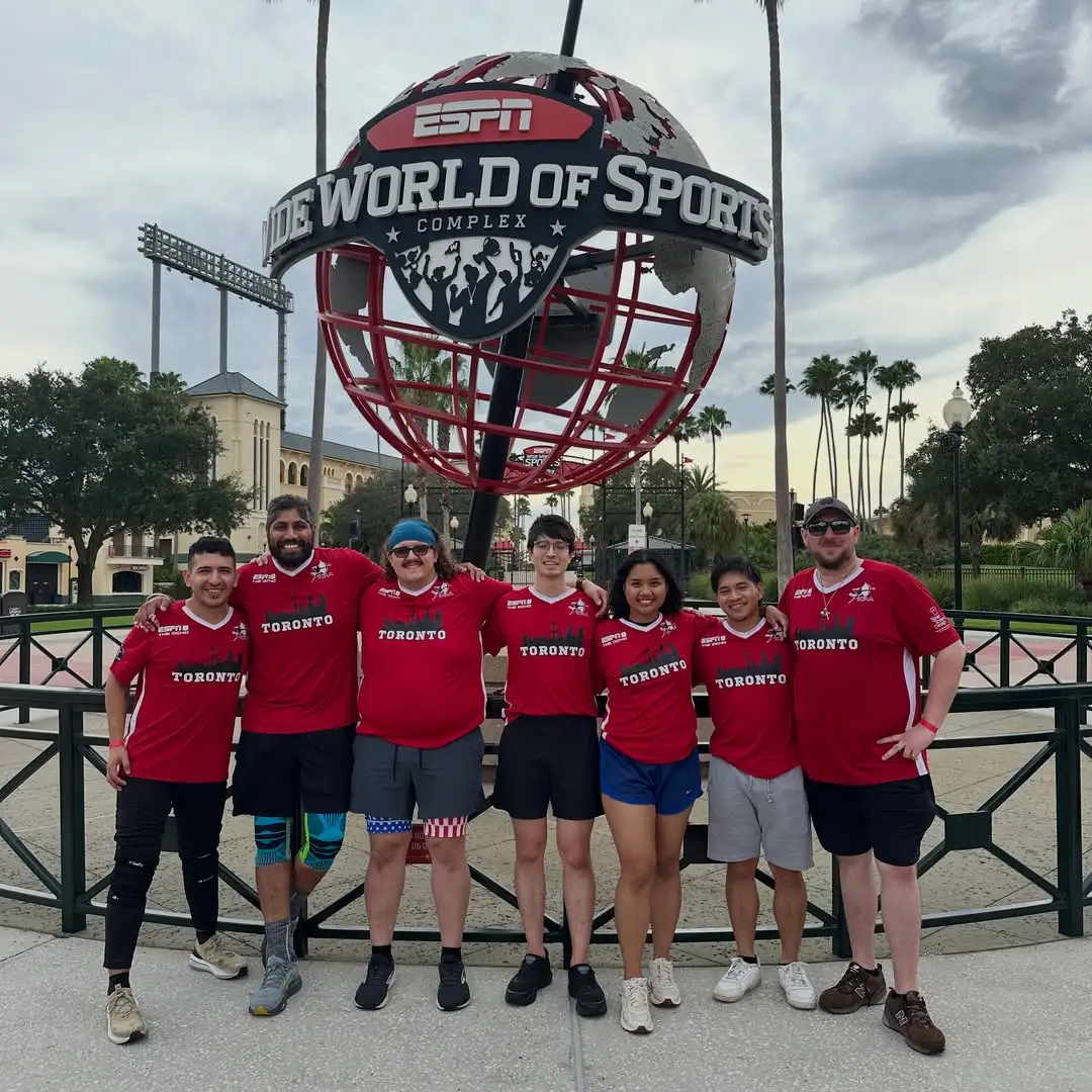 Daniel with his Combat Archery team at the ESPN game